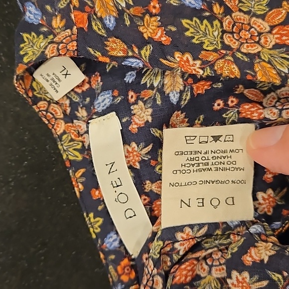 💕DÔEN💕 Rhodia Dress ~ Puff Sleeve A-Line Maxi Noir Forest Floral Print XL NWOT - Picture 16 of 16